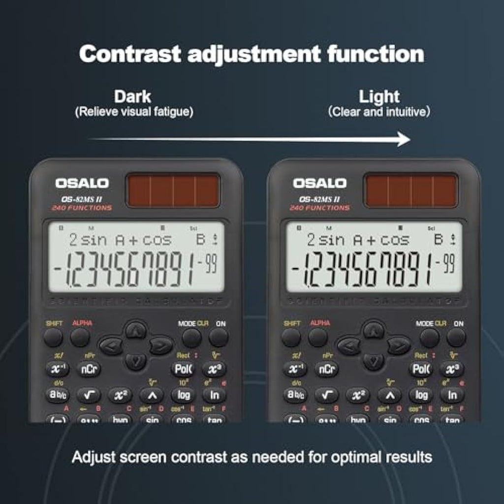 OSALO Scientific Calculator | 240 Functions 2-Line Display Solar Power