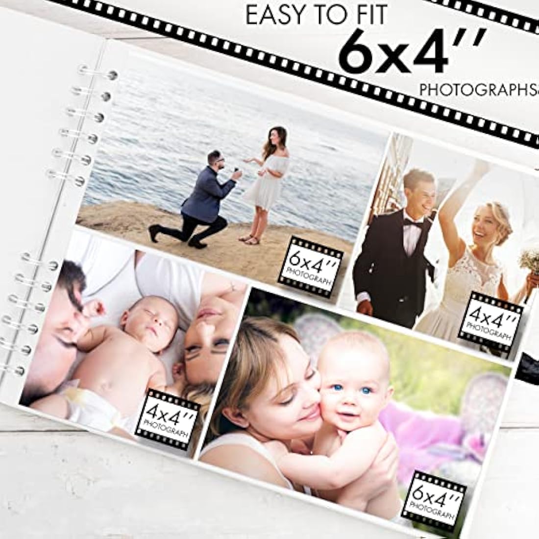 Square Scrapbook Photo Album – 50 White Pages Hardcover