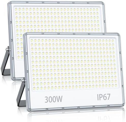 YIQIBRO 300W LED Security Floodlight | 30000LM IP67 Waterproof - 2 Pack