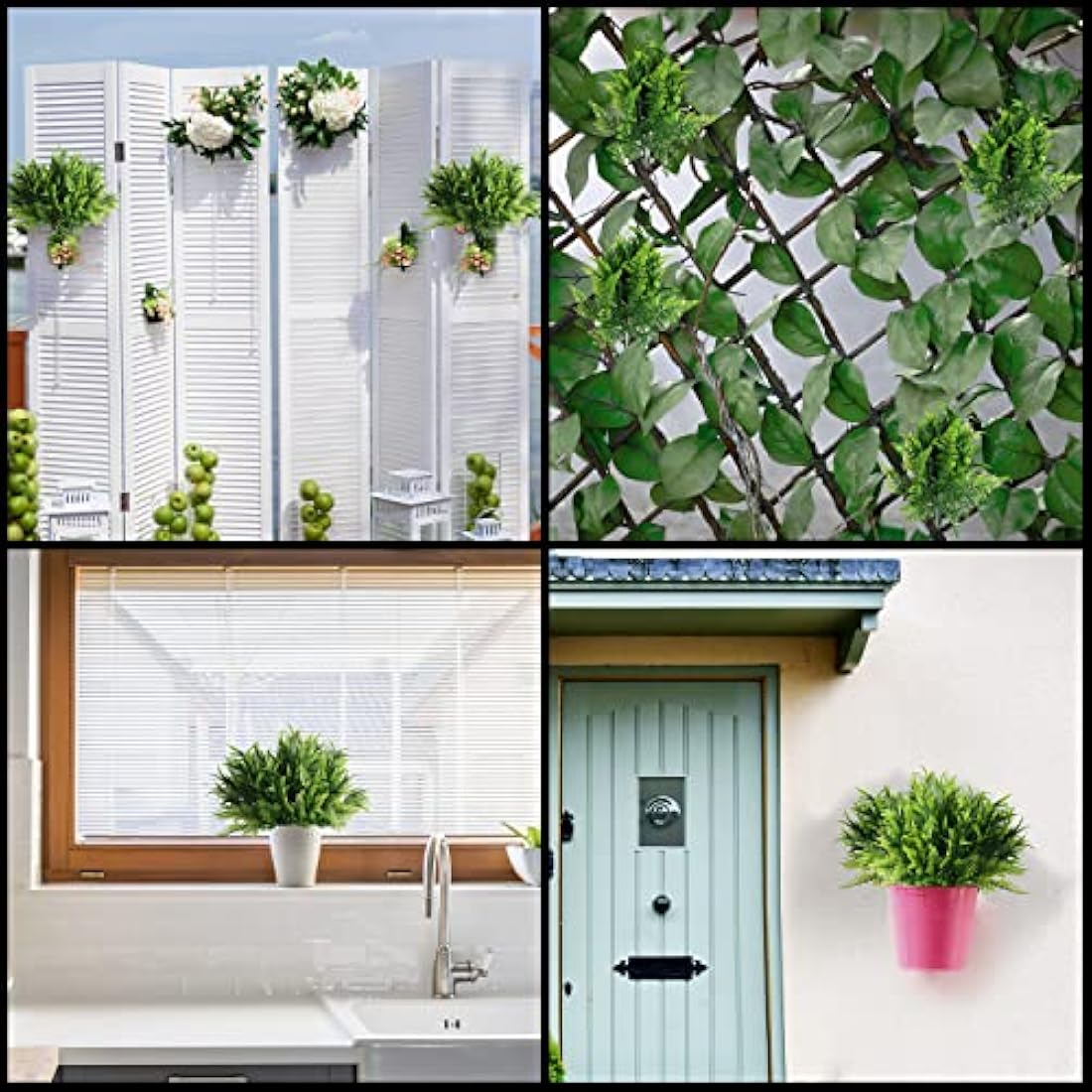 BELLE VOUS 6 Pack Artificial Faux Hanging Plants – Weatherproof Greenery