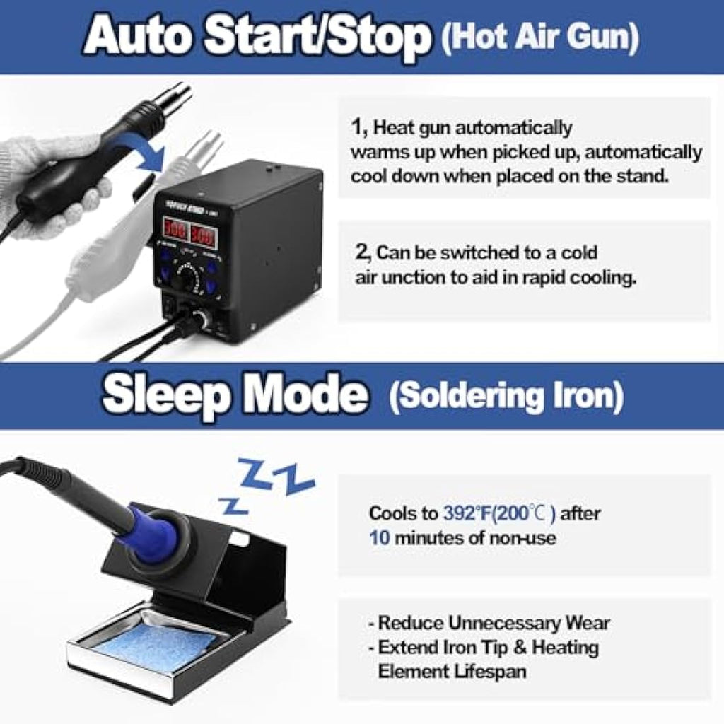 Yofuly 8786D 2-in-1 Soldering Station | 750W Hot Air Gun Rework Kit