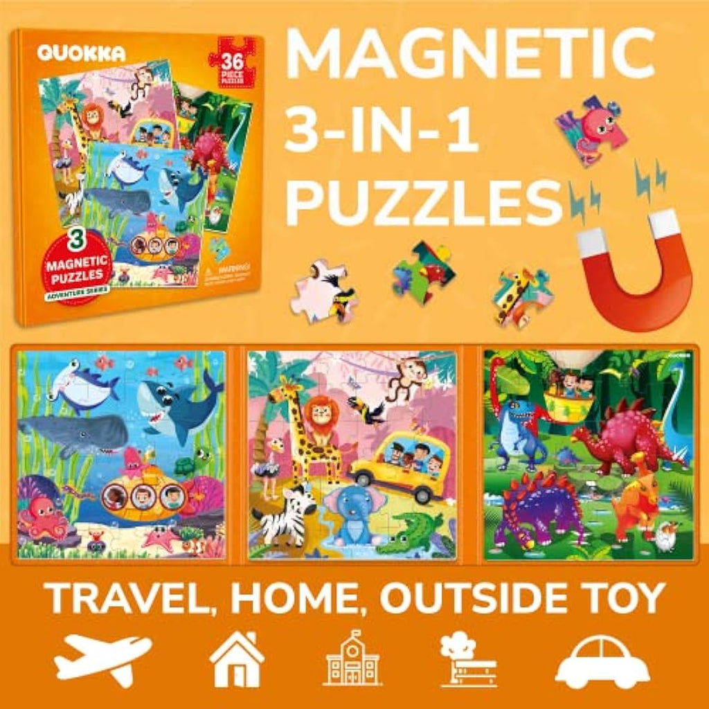 QUOKKA Magnetic Animal Puzzles - 36pc Travel Toy for Kids Ages 3-5