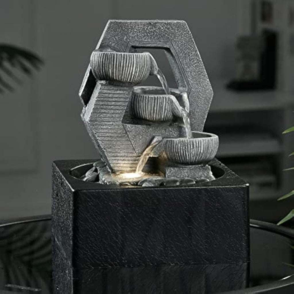 Jolof Store Indoor Desktop Waterfall Fountain with LED Light – 24cm