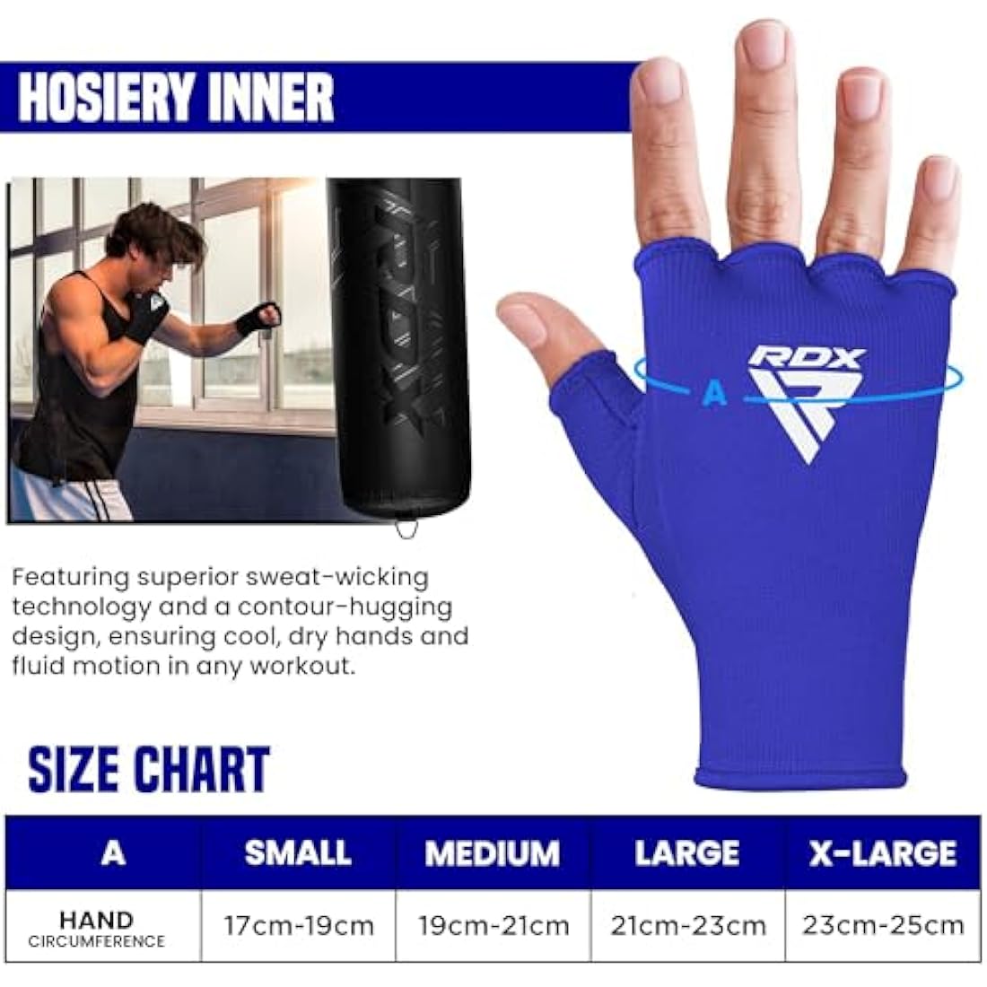 RDX Boxing Hand Wraps - Elasticated Inner Gloves for MMA & Muay Thai