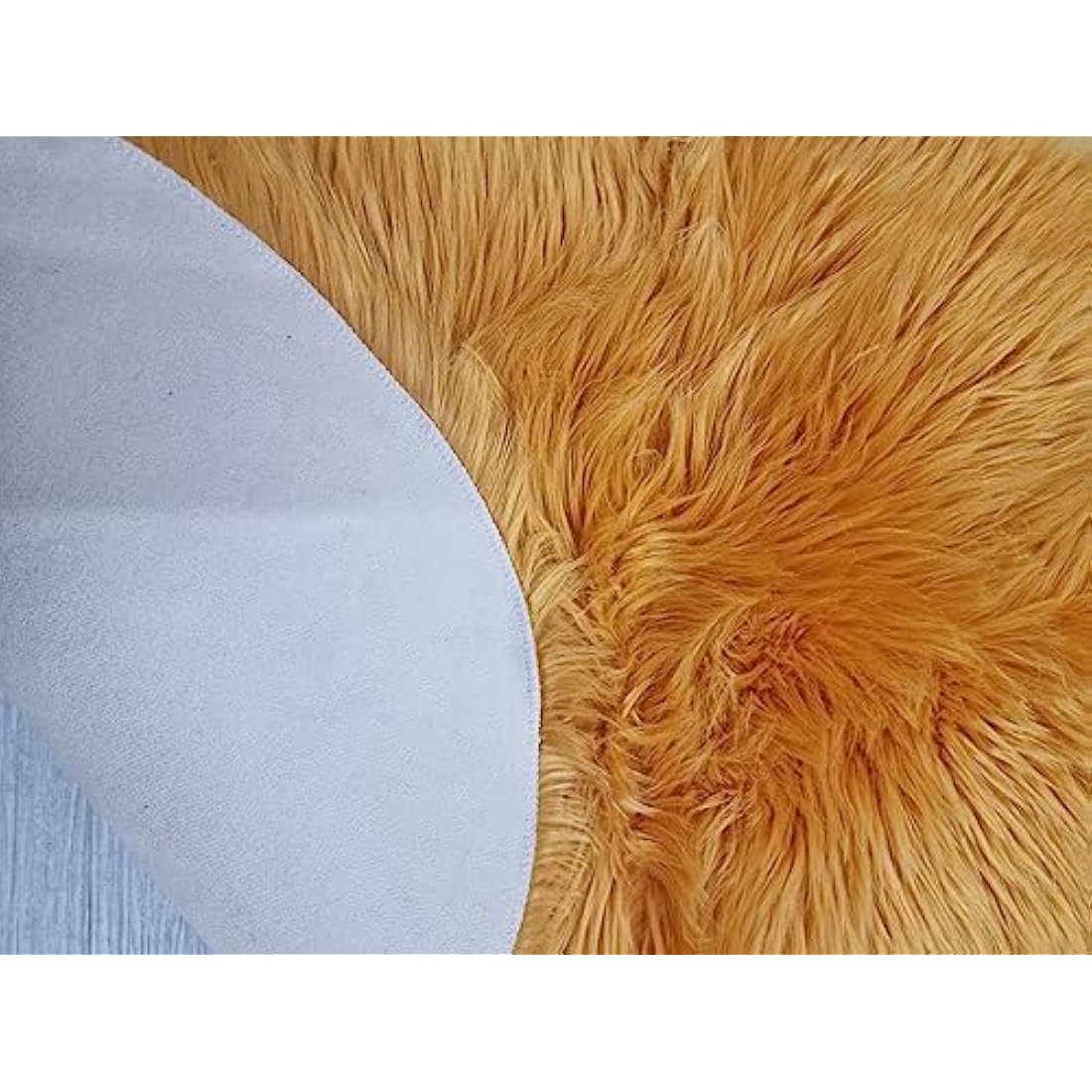 Jolof Store Faux Fur Sheepskin Rug – Soft Non-Slip Ochre Mat (60x110cm)