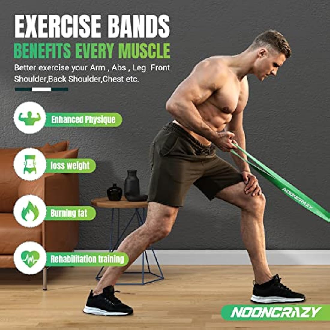 Nooncrazy Resistance Bands Set - 4 Levels with Handles & Door Anchor