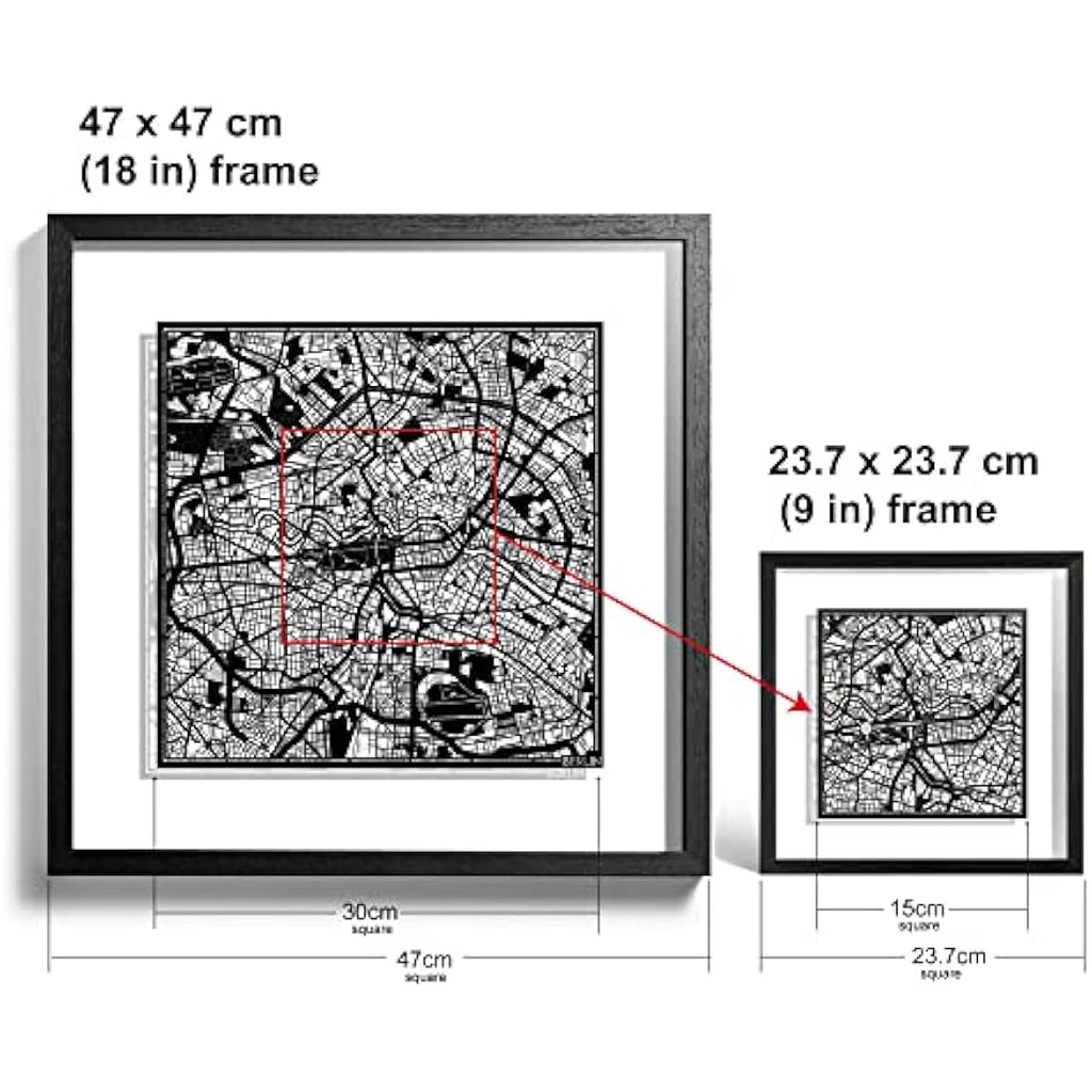 O3 Design Studio Berlin Marco de Papel para Mapas - Black, 9x9"