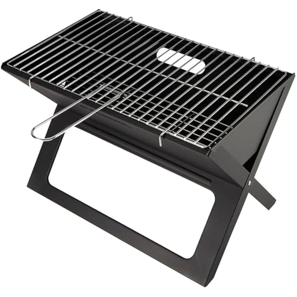 Direct Designs Notebook Folding Portable Charcoal BBQ Grill - Black Steel