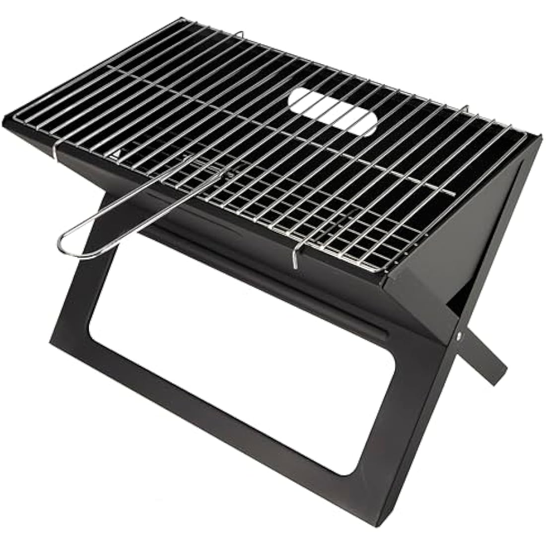 Direct Designs Notebook Folding Portable Charcoal BBQ Grill - Black Steel