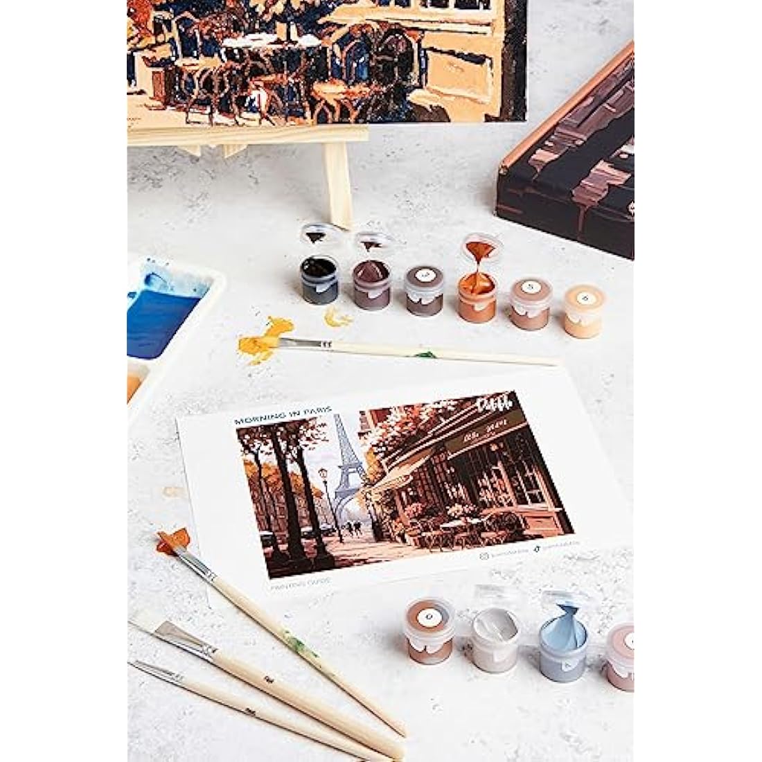 Dabble Paint by Numbers Kit for Adults - Floral Canvas with Frame