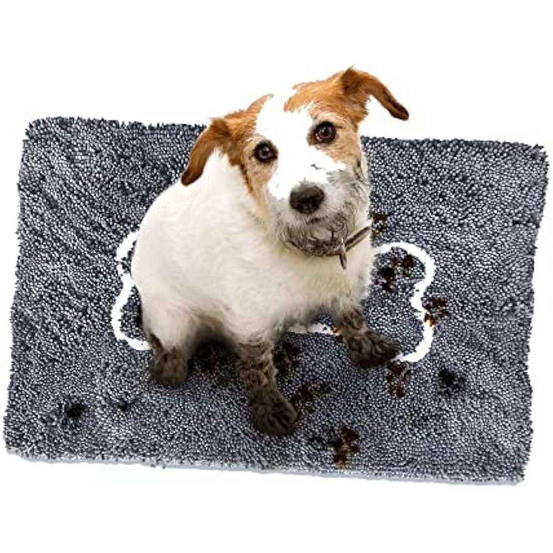 Microfiber Dog Doormat – Large 26x36 Grey/White Bone