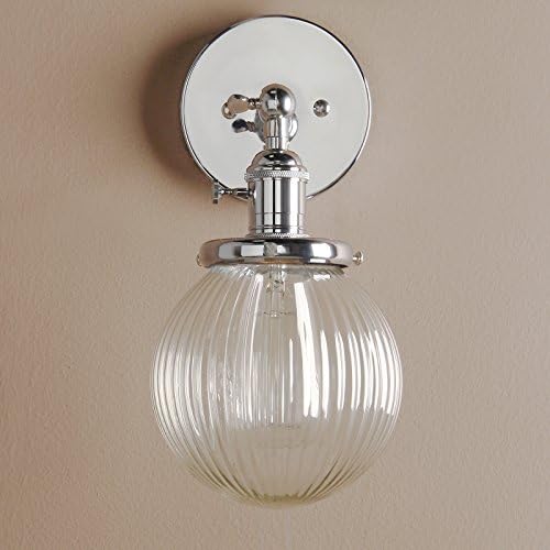Industrial Ribbed Glass Wall Sconce – Chrome Retro Light