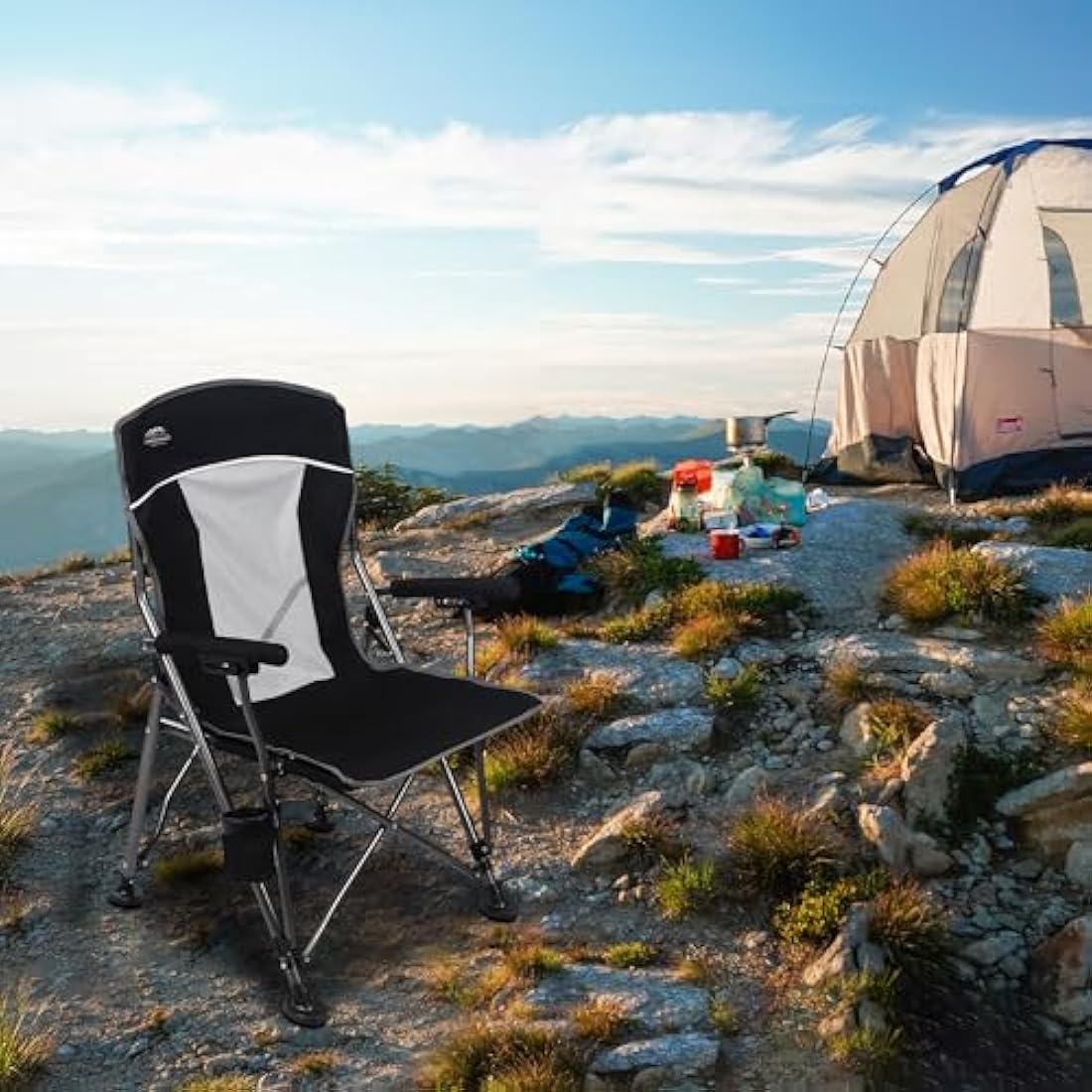 LANMOUNTAIN Heavy Duty Camping Chair | Padded Armrest & 400lb Support