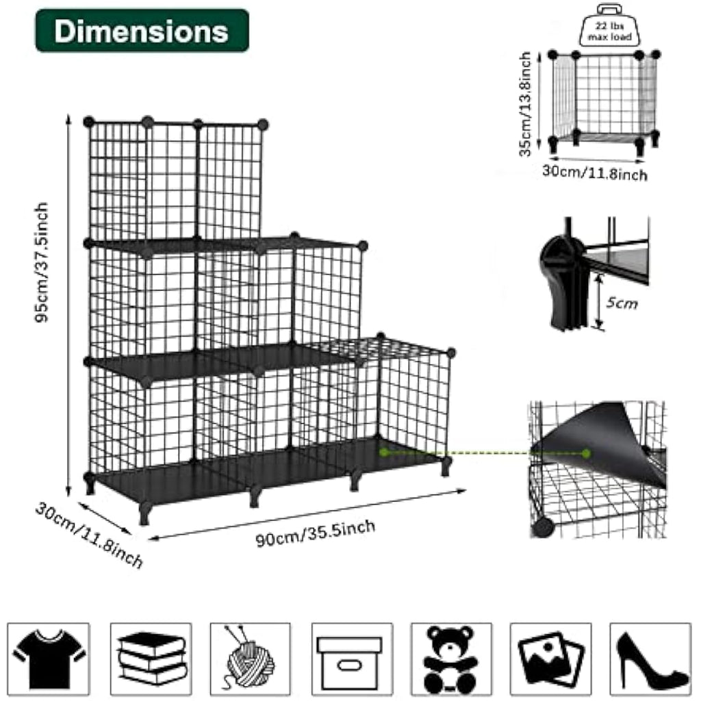 AWTATOS 6-Cube Wire Storage Shelves | Modular DIY Bookcase - Black