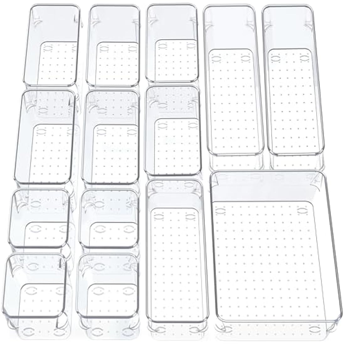 SMAZIUL 14 Pcs Clear Acrylic Drawer Organiser Set | 4 Sizes