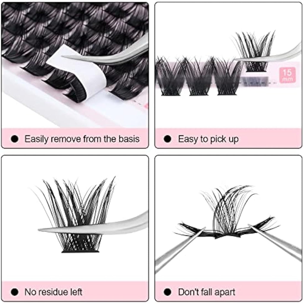 LYMYBETY Cluster Lashes – 144Pcs D Curl 9mm Natural DIY Lash Extensions