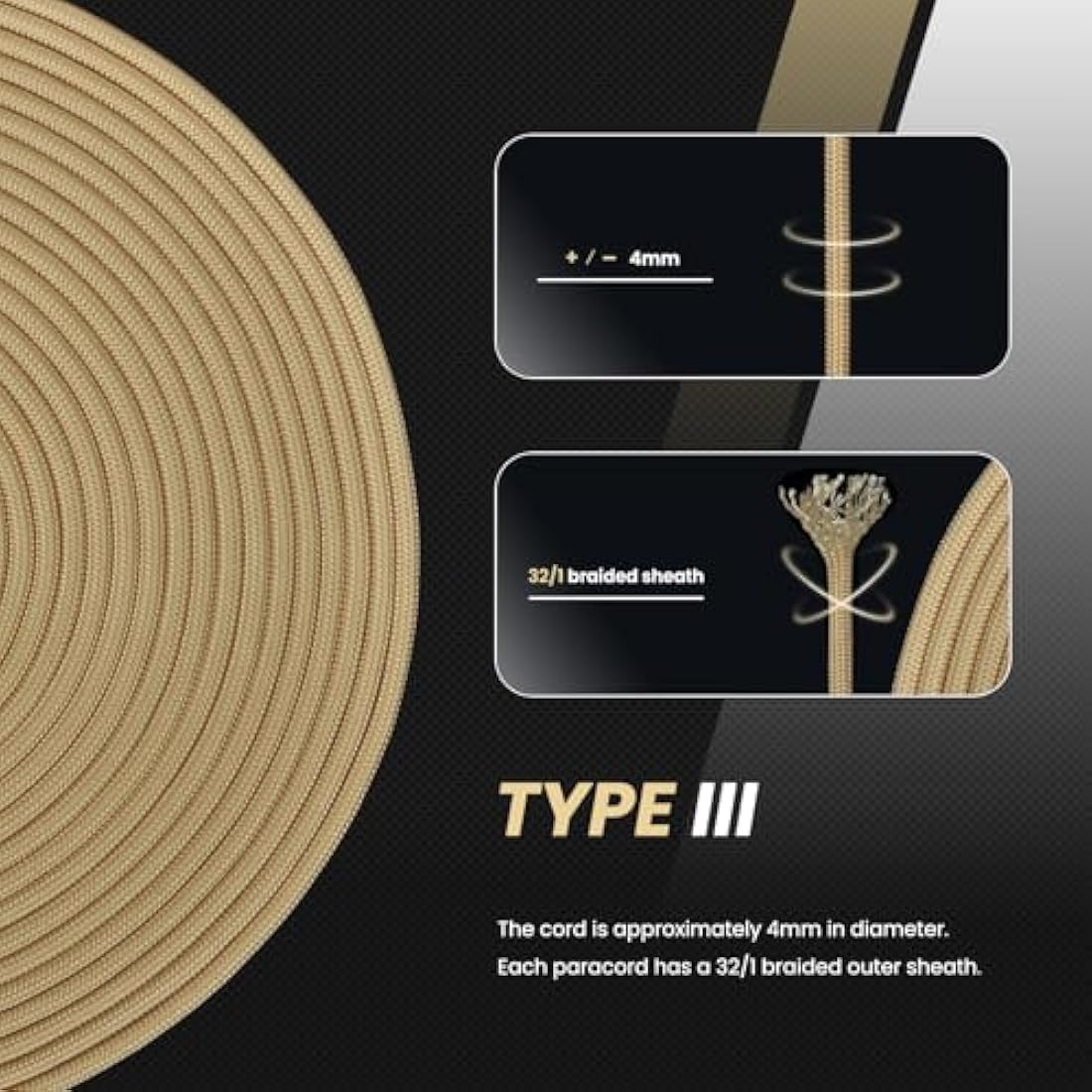 Abma Cord 4mm Type III Nylon Paracord – 100m 9-Strand Survival Rope