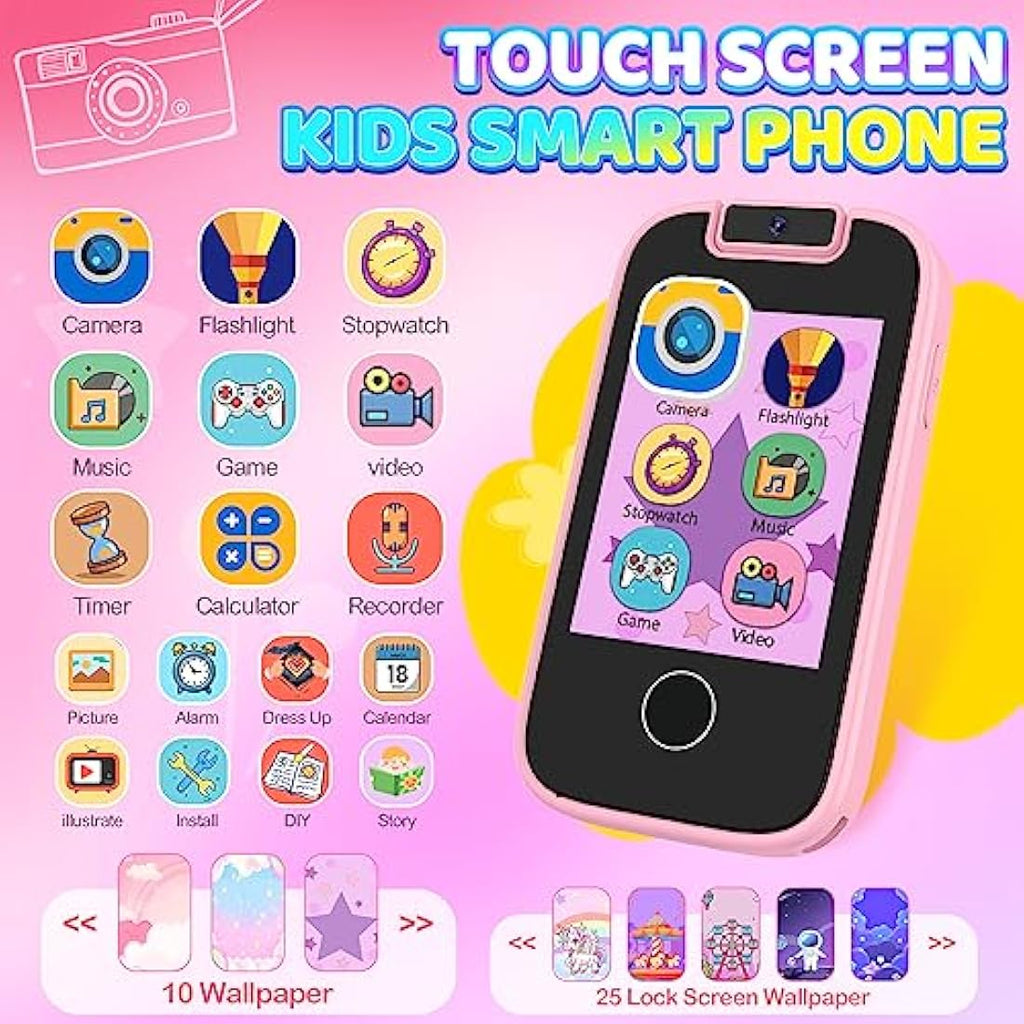 Jolof Store Kids Smart Phone | Dual Camera MP3 Player Toy for Girls 3-8