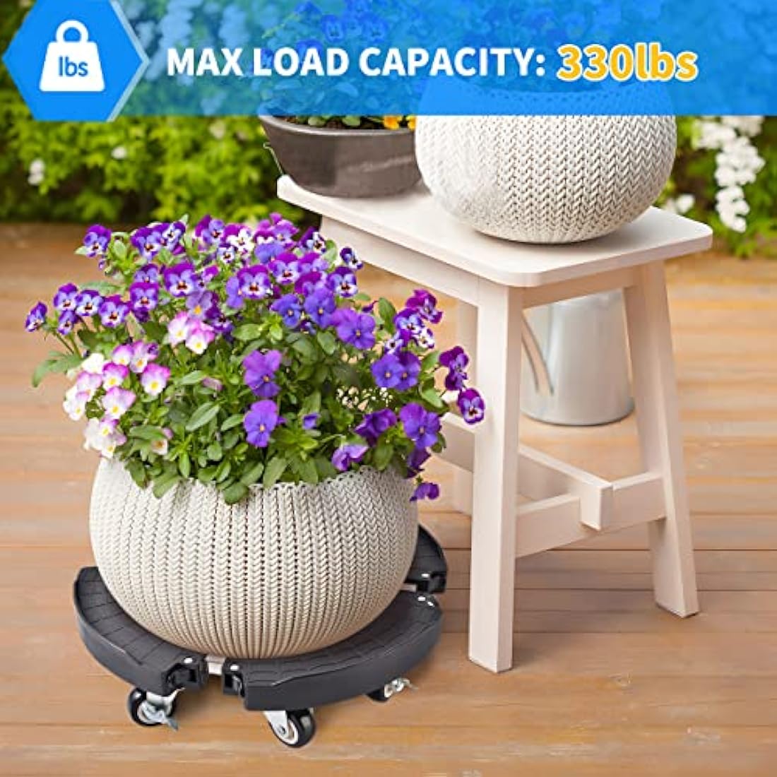 TreeGun Adjustable Plant Caddy with 8 Wheels | 200KG Heavy Duty Stand