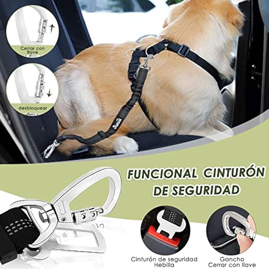 SlowTon Dog Car Harness and Seatbelt Set | Breathable Mesh Safety Vest