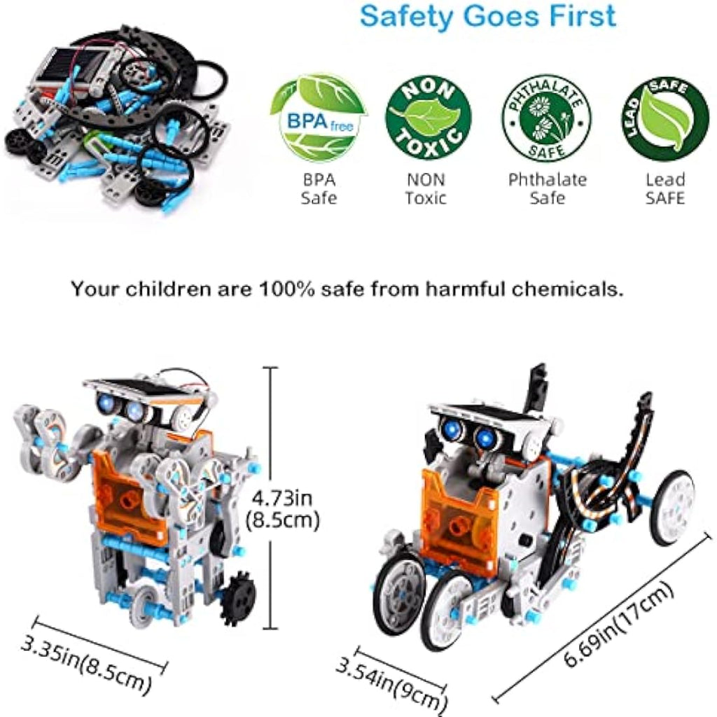 ACELIFE 12-in-1 Solar Robot STEM Toy | DIY Science Building Kit - Grey