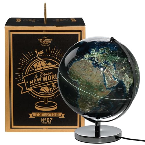 Gentlemen's Hardware Illuminated City Lights Globe – Blue, 25.4cm