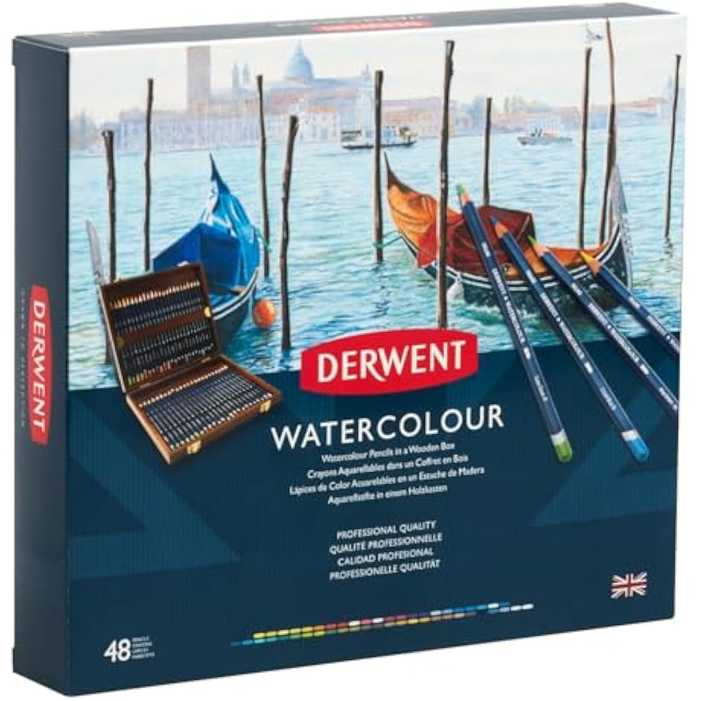 Derwent Watercolour Pencils – Professional Set of 48 in Wooden Box