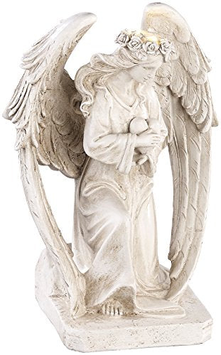 Lunartec Solar LED Guardian Angel - 24.5cm White Polyresin Grave Light