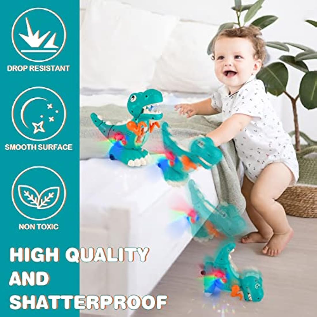 Musical Crawling Dinosaur Toy with Lights for Toddlers