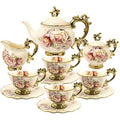 fanquare 15-Piece Floral Porcelain Tea Set | British Royal Tea Service