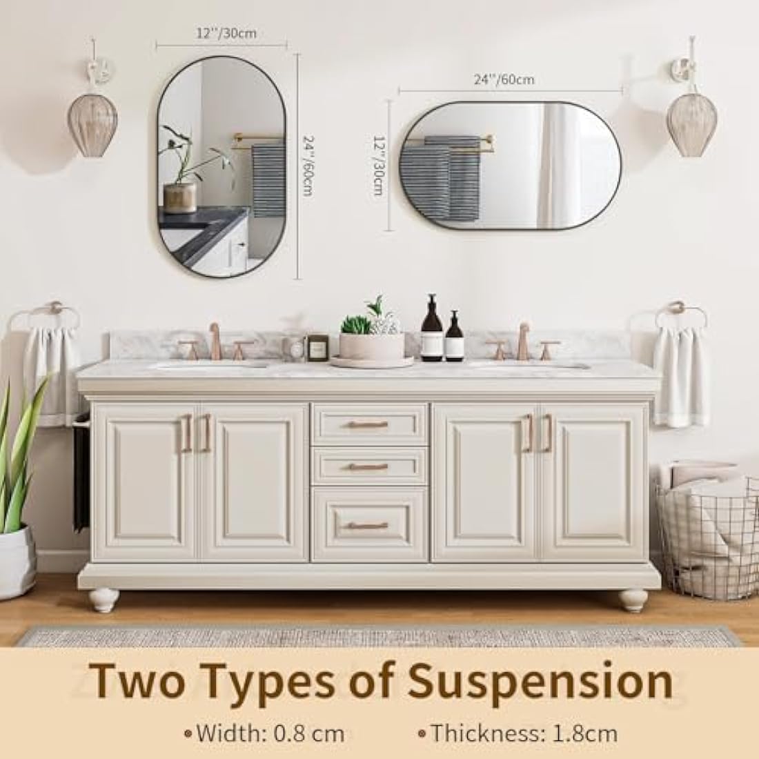 Jolof Store Oval Bathroom Mirror – 30x60cm Tempered Glass Wall Mirror