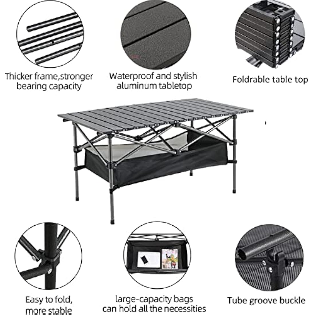 Jolof Store Foldable Camping Table – Alloy Steel Roll-up Picnic Table
