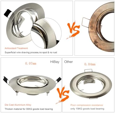 HiBay 10-Pack GU10 Tilt Recessed Downlights | Brushed Chrome Round Fitting