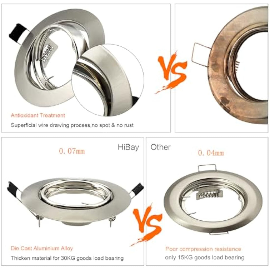 HiBay 6-Pack LED Recessed Downlights | Brushed Chrome Tilt Spotlights
