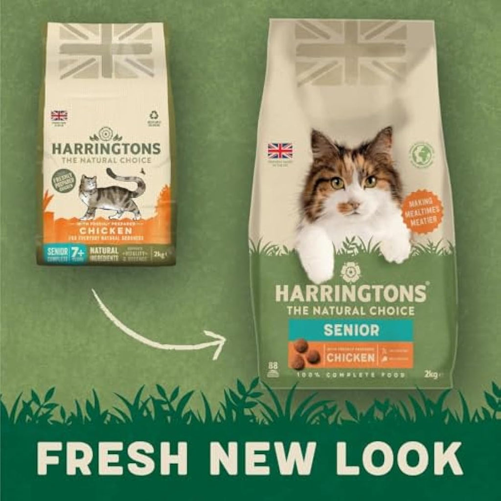 Harringtons Senior Dry Cat Food - Natural Chicken - 2kg (Pack of 4)