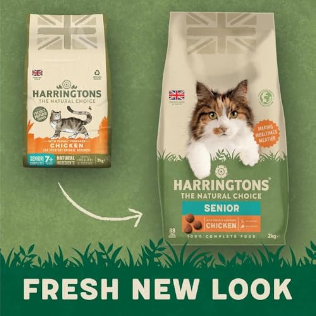 Harringtons Senior Dry Cat Food - Natural Chicken - 2kg (Pack of 4)