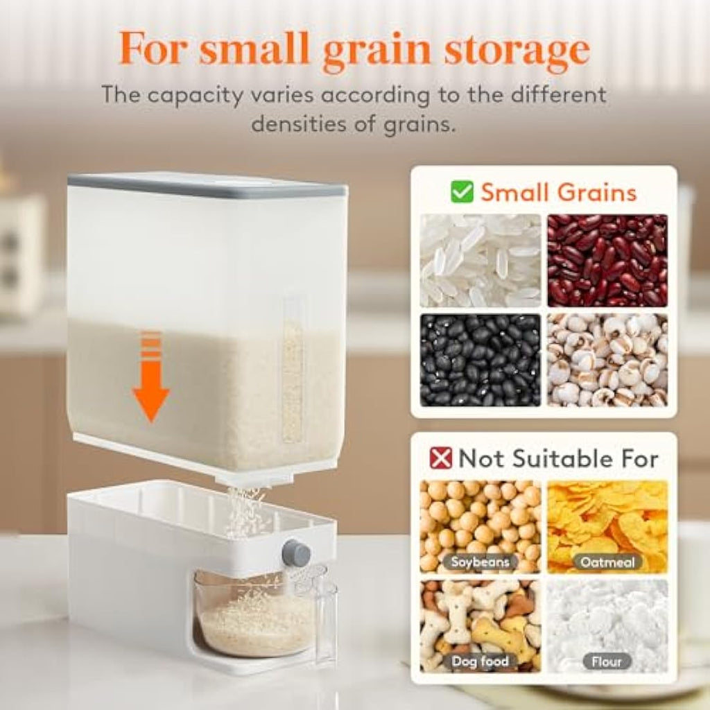 Lifewit Rice Dispenser | 25.4lb Airtight Grain Storage Container
