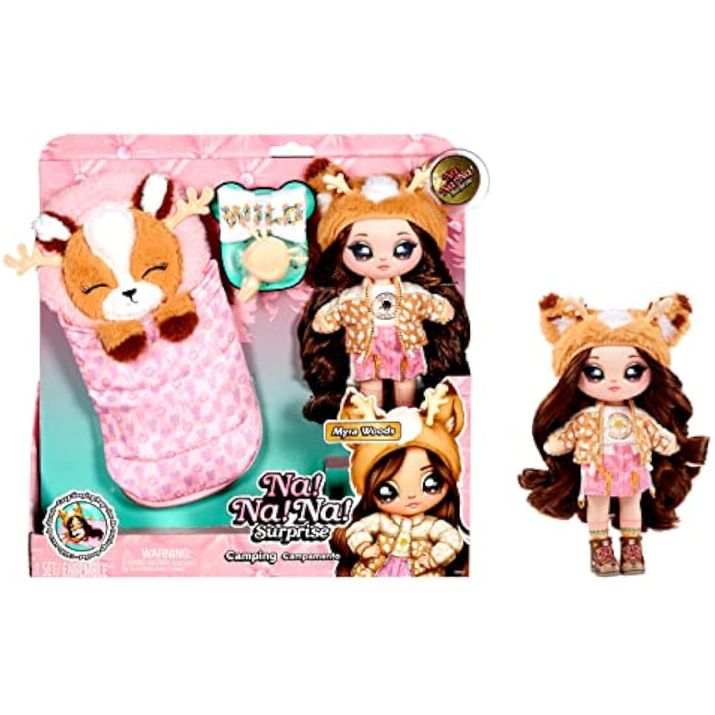 Na Na Na Surprise Camping Myra Woods Deer Plush Fashion Doll with Sleeping Bag