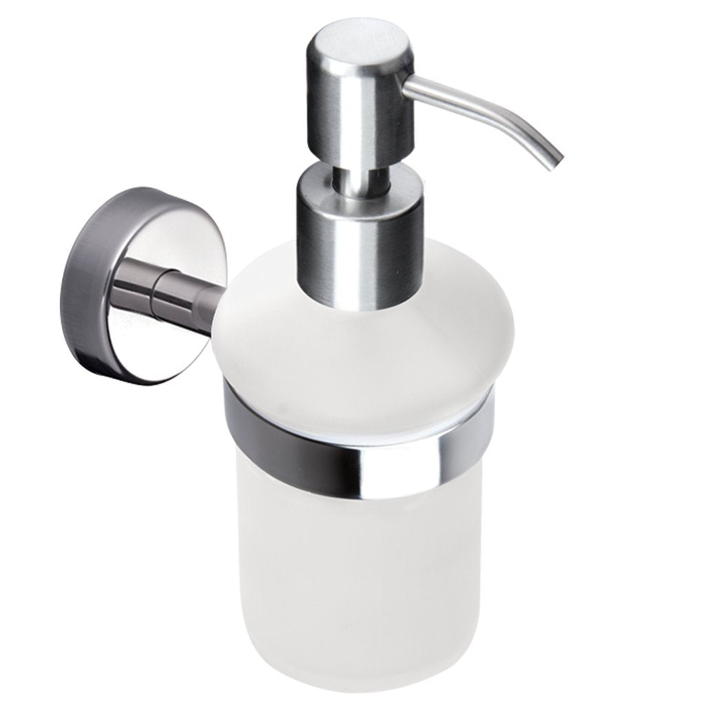 Kapitan Wall Mounted Liquid Soap Dispenser | Frosted Glass & Stainless Steel