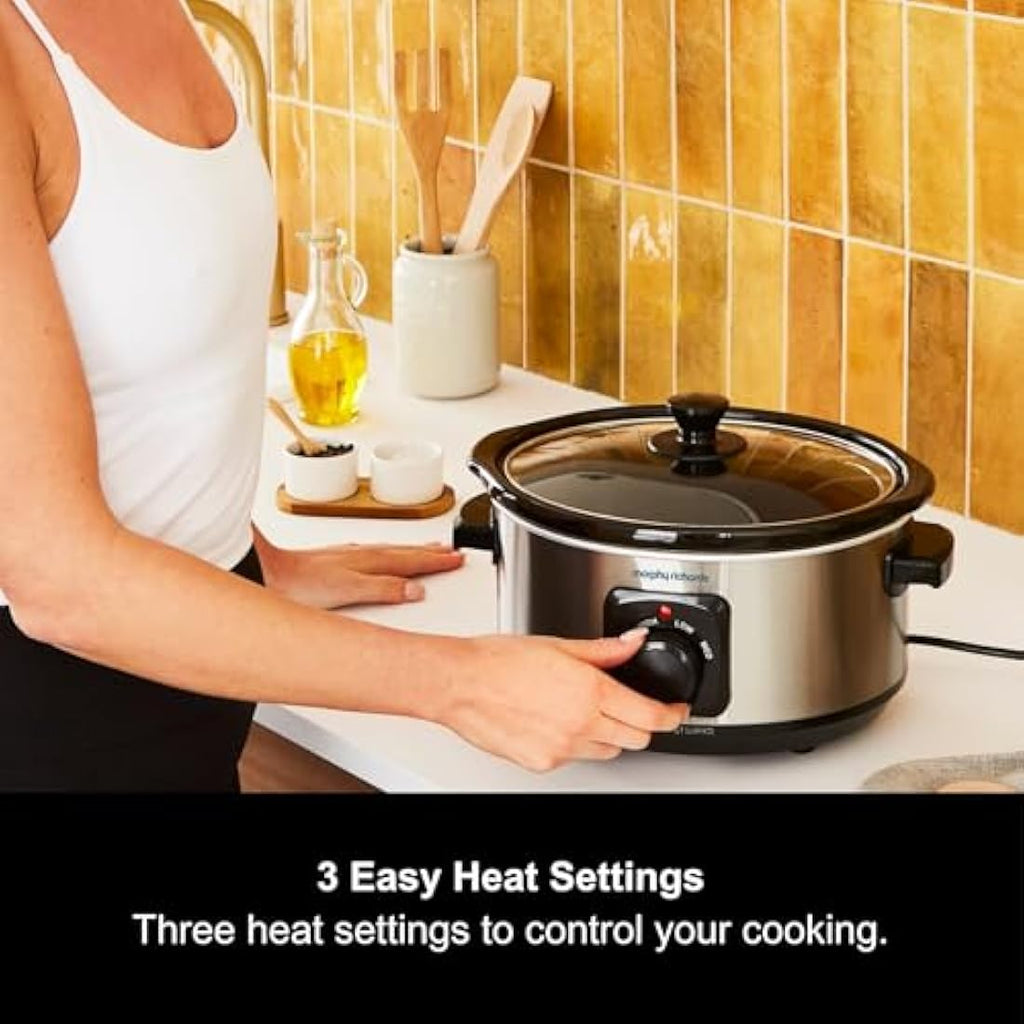 Morphy Richards 3.5L Slow Cooker – Stainless Steel Ceramic Pot