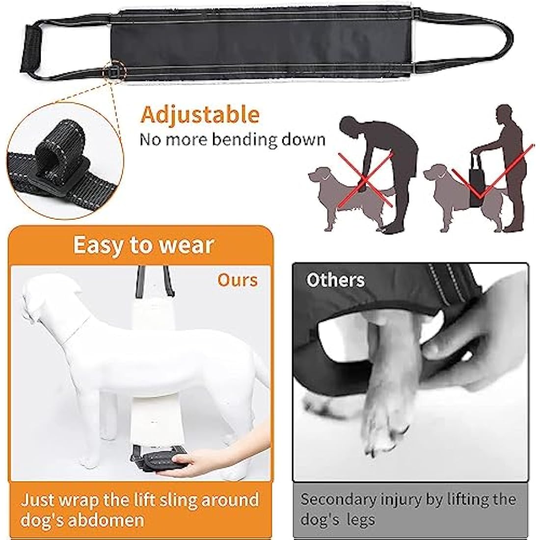 Jolof Store Dog Lifting Harness | Soft Rear Leg Support Sling - XL