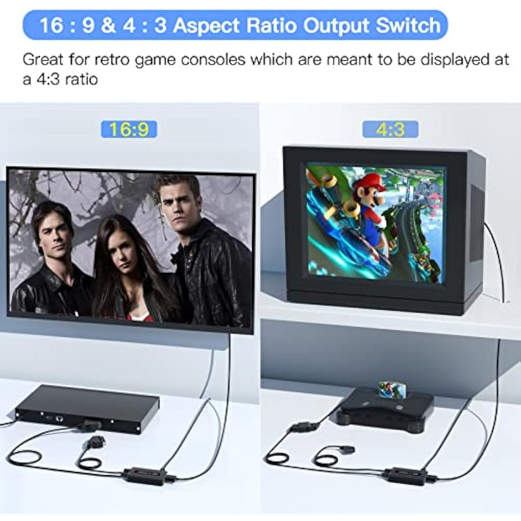 Kirolle Scart to HDMI Converter | 4:3/16:9 Switch for N64, PS2 & Wii