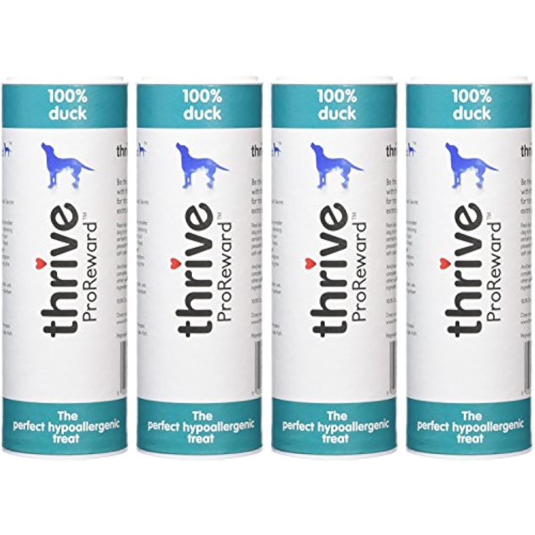 Thrive Duck Dog Treats – Hypoallergenic & Low Fat Grain Free Snacks (4 Pack)