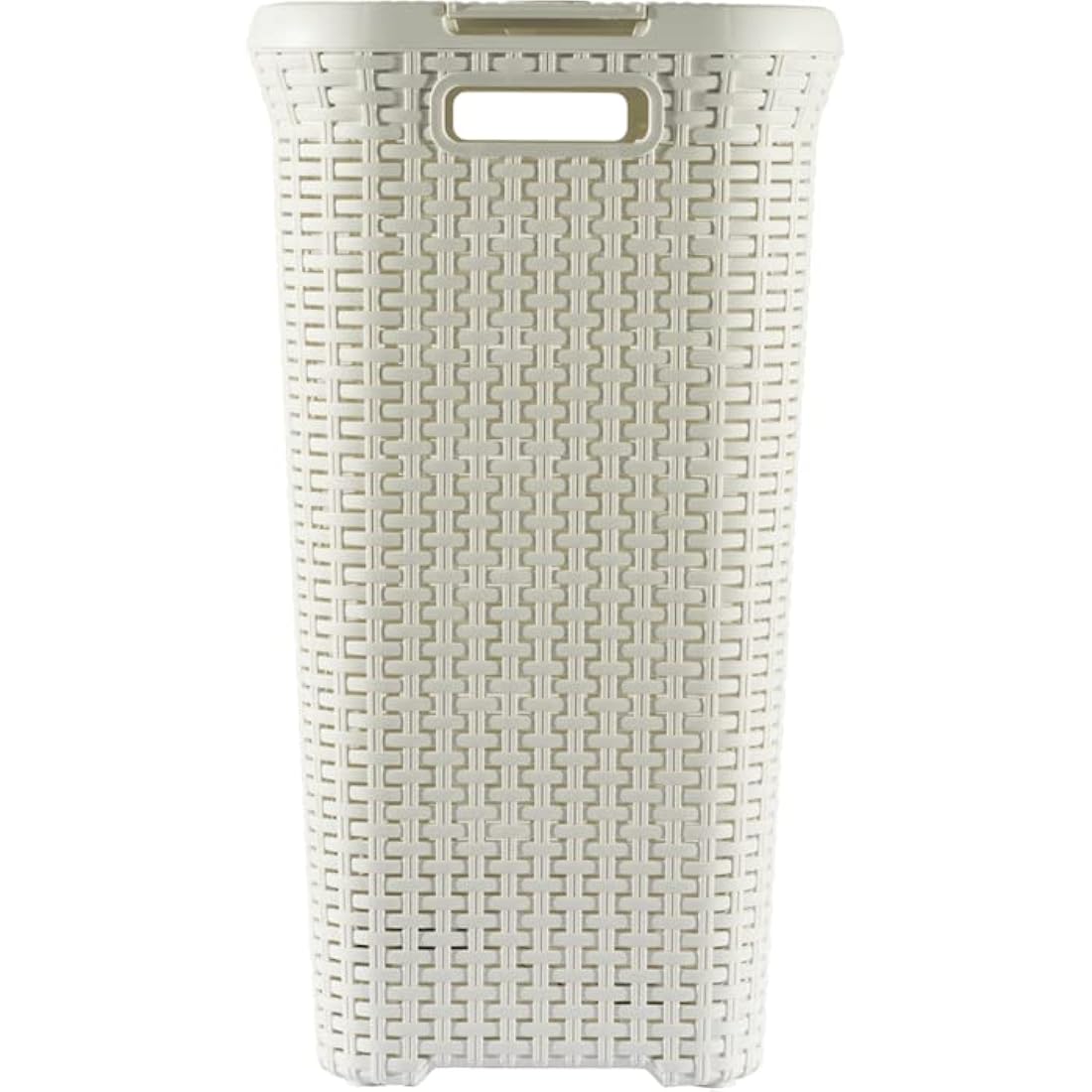 Curver 60L Laundry Hamper – Rattan Style Bathroom Storage, Vintage White