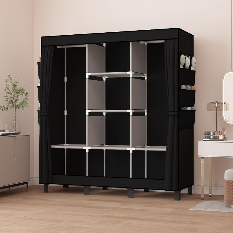 lishbie Portable Fabric Wardrobe,130x45x172cm Foldable Storage Closet - image 4