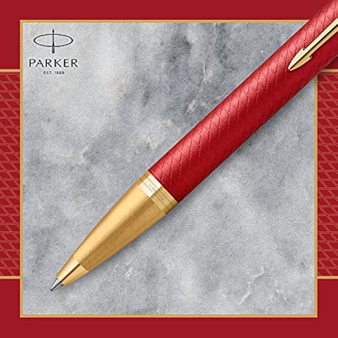 Parker IM Ballpoint Pen – Red Lacquer with Gold Trim, Medium Point