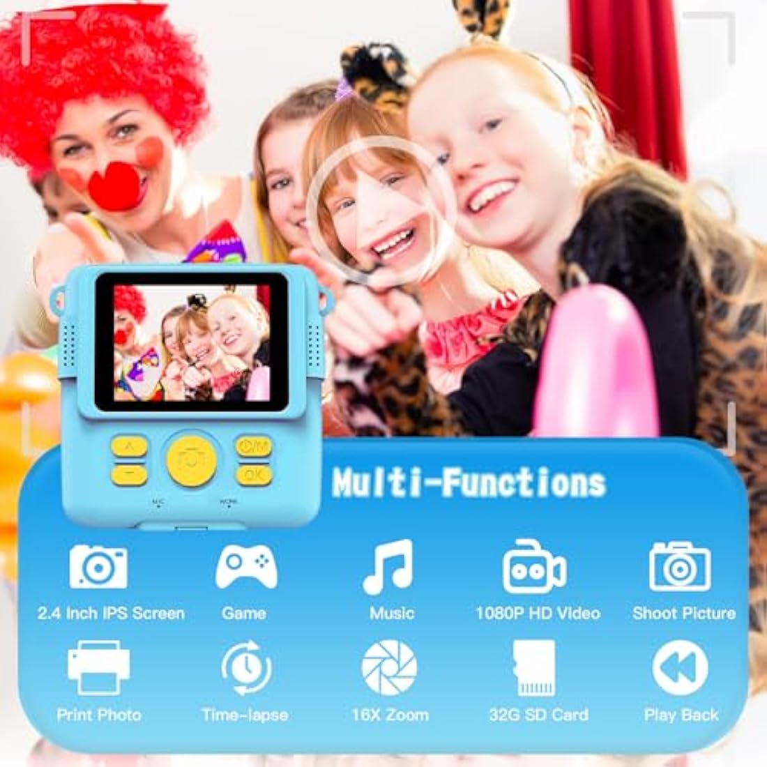 Kids Instant Print Camera | 1080P HD Digital Toy with 32GB SD