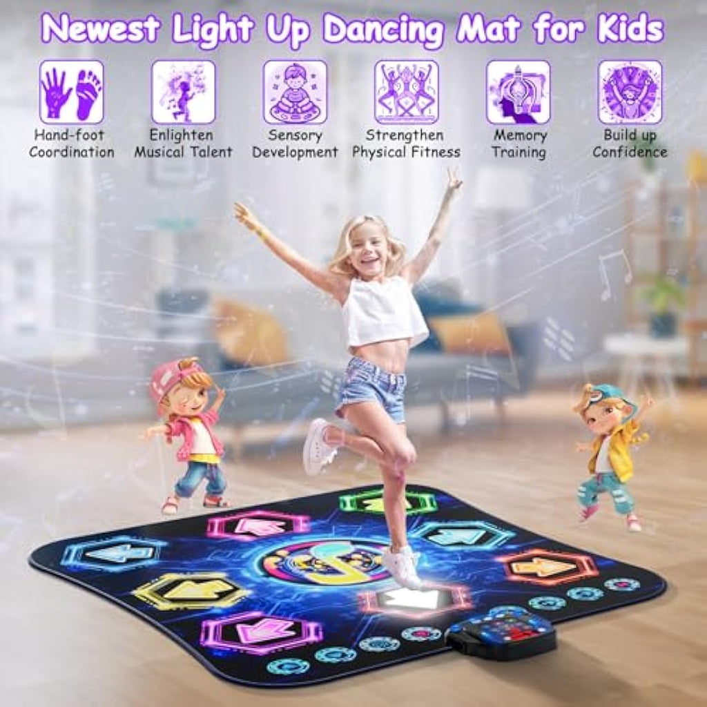 Jolof Store Kids Dance Mat | Bluetooth Light Up Pad with 27 Game Levels