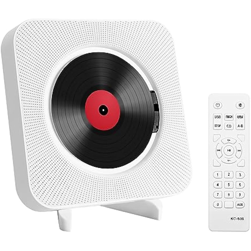Adirigo Portable Bluetooth CD Player – Wall Mounted HiFi Home Audio (White)