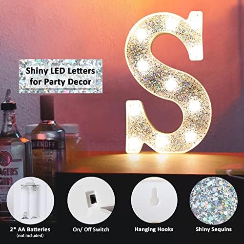Jolof Store Silver LED Marquee Letter C - Glitter Alphabet Night Light